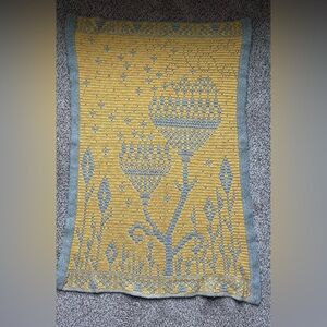 Yellow and Gray Handmade Knitted Blanket